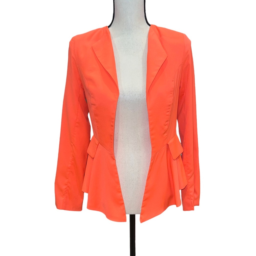 Naven Neon Coral Peplum Blazer Jacket